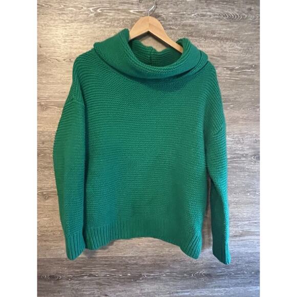 FATE Oversized Chunky Knit Sweater Size M Cowl Neck Green Relaxed Preppy - Picture 1 of 7